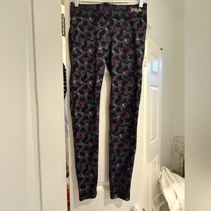 Fila Kids Leggings with Black and Purple Pattern